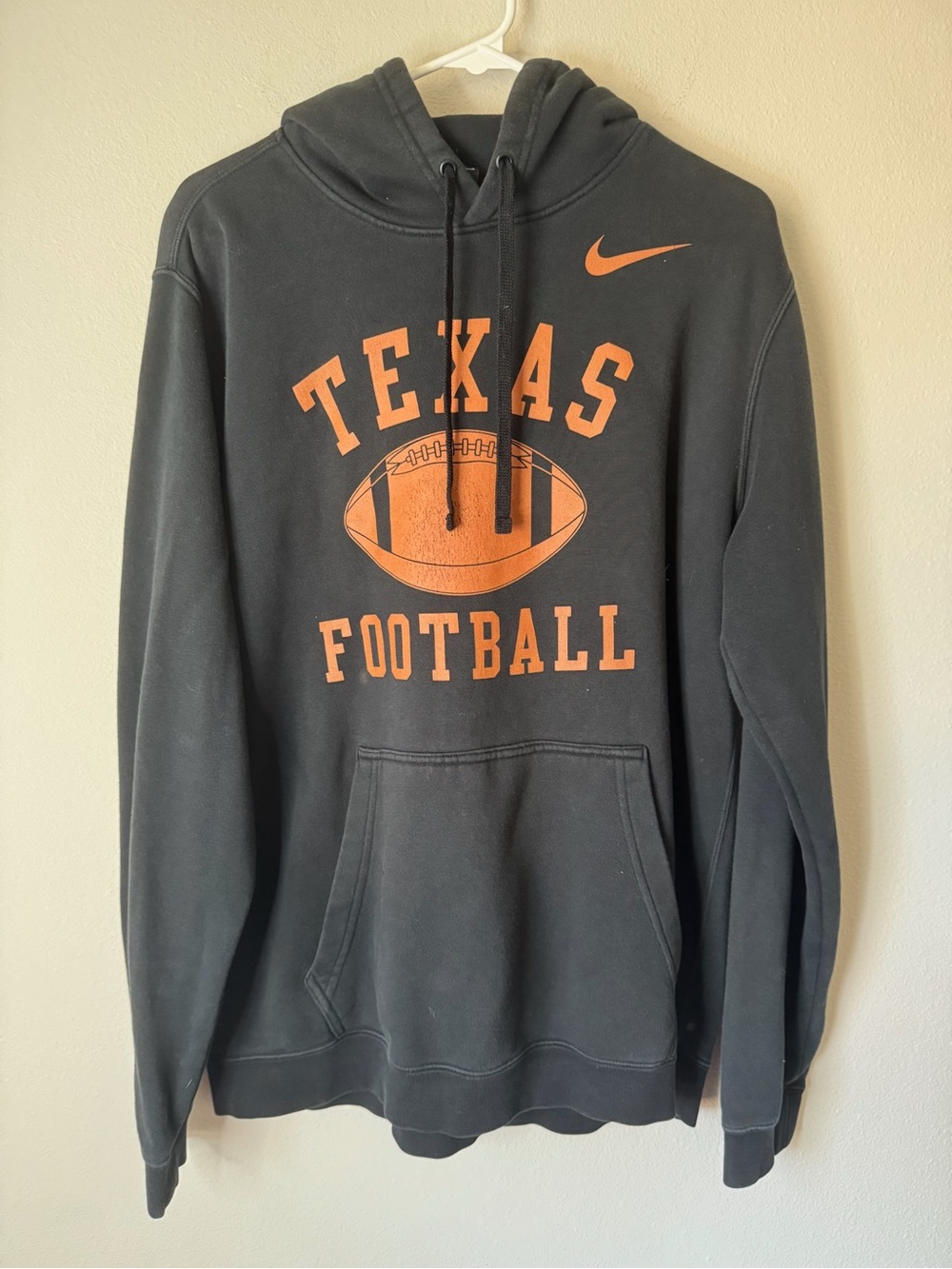 Nike Texas Longhorns Football Hoodie Mens Large Black Orange Pullover Sweatshirt